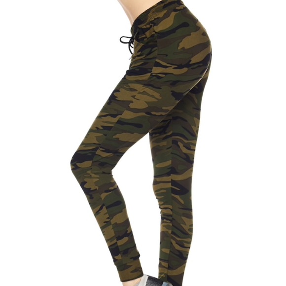 Soft Olive Green Camouflage Joggers - Picture 4 of 7
